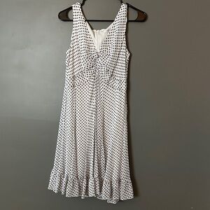 Sandra Darren Black and White Polka Dot Midi Dress